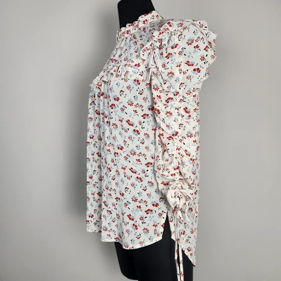 VERONICA BEARD Howell Floral-Print Silk Ruffle Top